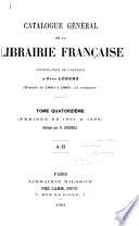 Catalogue général de la librairie française: 1891-1899