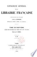 Catalogue général de la librairie française: 1891-1899, matières : L-Z