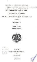 Catalogue general des livres imprimes : auteurs