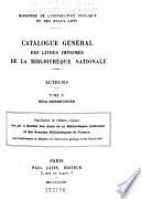 Catalogue général des livres imprimés de la Bibliothèque nationale