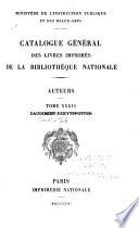 Catalogue général des livres imprimés de la Bibliothèque nationale