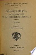 Catalogue général des livres imprimés de la Bibliothèque nationale