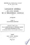 Catalogue général des livres imprimés de la Bibliothèque nationale