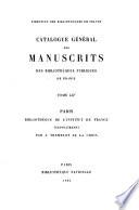 Catalogue général des manuscrits des bibliothèques publiques de France