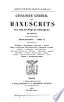 Catalogue général des manuscrits des bibliothèques publiques de France