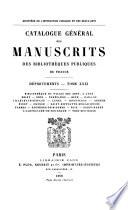Catalogue général des manuscrits des bibliothèques publiques de France