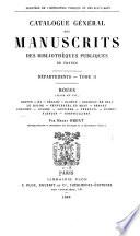Catalogue général des manuscrits des bibliothèques publiques de France