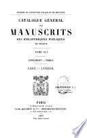 Catalogue général des manuscrits des bibliothèques publiques de France