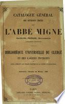 Catalogue général des ouvrages édités par l'abbé Migne