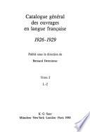 Catalogue général des ouvrages en langue française, 1926-1929