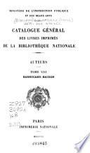 Catalogue Générale Des Livres Imprimés