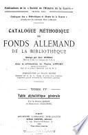 Catalogue méthodique du fonds allemand de la bibliothèque