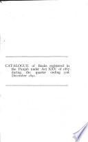 Catalogue of Books Printed in the Punjab