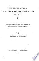 Catalogue of the Printed Books in the Library of the British Museum