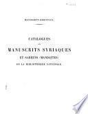 Catalogues des manuscrits syriaque et sabeens (mandaites) de la Bibliotheque nationale