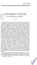 Catégories logiques et institutions sociales