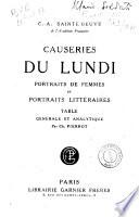 Causeries du lundi. Portraits de femmes et portraits littéraires