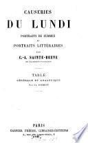 Causeries du lundi, Portraits de femmes, et Portraits littéraires