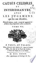 Causes celebres et interessantes, avec les jugemens qui les ont décidées