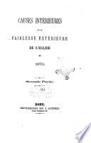 Causes intérieures de la faiblesse extérieure de l'eglise en 1870