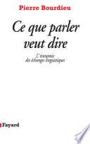 Ce que parler veut dire