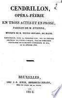 Cendrillon, opéra-féerie en trois actes et en prose