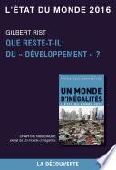 Chapitre L'état du monde 2016 - Que reste-t-il du développement ?