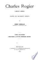 Charles Rogier (1800-1885) d'après des documents inédits