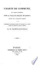 Charte de commune, en langue romane, pour la ville de Grealou en Quercy, publiee avec sa trad. francaise (etc.)