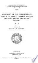 Checklist of the Coleopterous Insects of Mexico, Central America, the West Indies, and South America