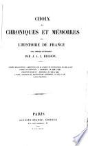 Choix de chroniques et mémoires sur l'histoire