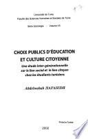 Choix publics d'éducation et culture citoyenne