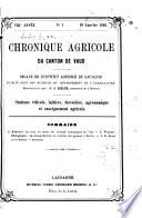 Chronique agricole, viticole et forestière du Canton de Vaud