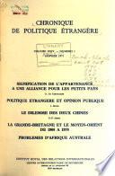 Chronique de politique étrangère