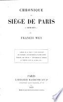 Chronique du siège de Paris 1870-1871