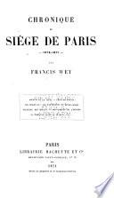 Chronique du siège de Paris