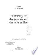 Chroniques des jours entiers, des nuits entières