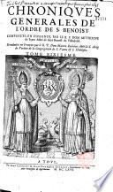 Chroniques générales de l'Ordre de S. Benoist