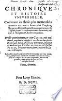 Chroniqve et histoire vniverselle
