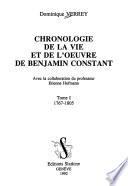 Chronologie de la vie et de l'oeuvre de Benjamin Constant: 1767-1805