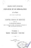 Cinquième congrès international d'hygiène et de démographie à La Haye (du 21 au 27 août 1884)