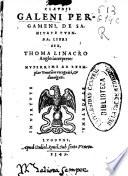 Claudii Galeni Pergameni, De sanitate tuenda, libri sex