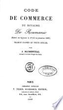 Code de commerce du royaume de Roumanie