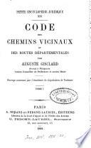 Code des chemins vicinaux et des routes départementales