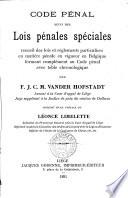 Code pénal suivi des lois pénales spéciales