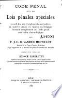 Code pénal suivi des Lois pénales spéciales
