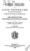 Codes belges et lois usuelles en vigueur en Belgique