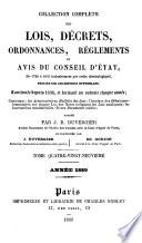 Collection complète des lois, décrets, ordonnances, réglemens, avis du Conseil-d'Etat