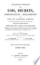 Collection complète des lois, décrets, ordonnances, réglemens, avis du Conseil-d'Etat
