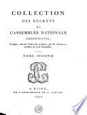 COLLECTION DES DÉCRETS DE L'ASSEMBLÉE NATIONALE CONSTITUANTE